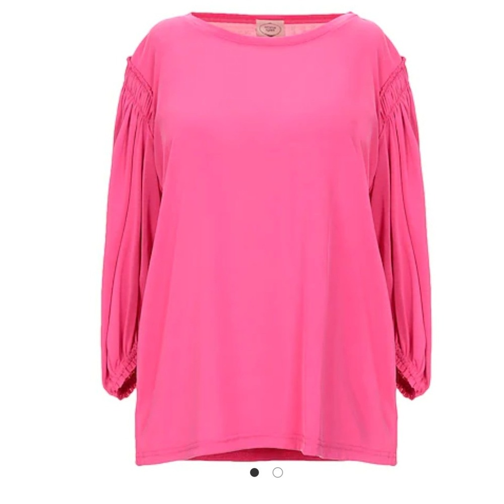 Emma & Gaia Fuchsia Pink Puff Sleeve T-Shirt Top‎ Modal Blend Size 40/Sm NEW
